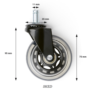 Silikonski kotačić 75 mm za uredsku stolicu s osovinom 11 mm